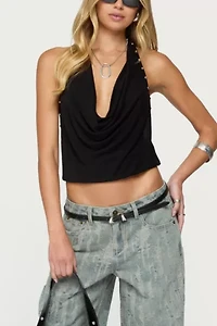 Edikted Irina Stud Cowl Neck Halter Top