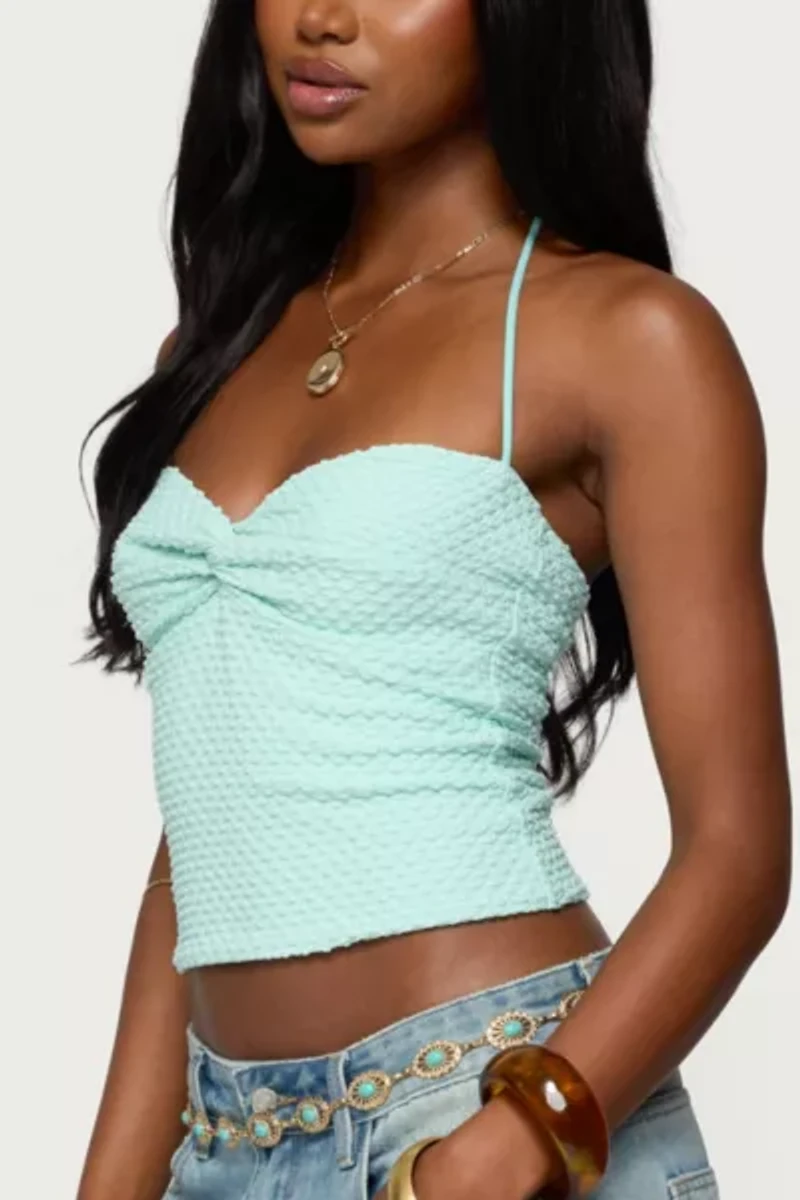 Edikted Zoee Twisted Textured Halter Top