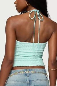 Edikted Zoee Twisted Textured Halter Top