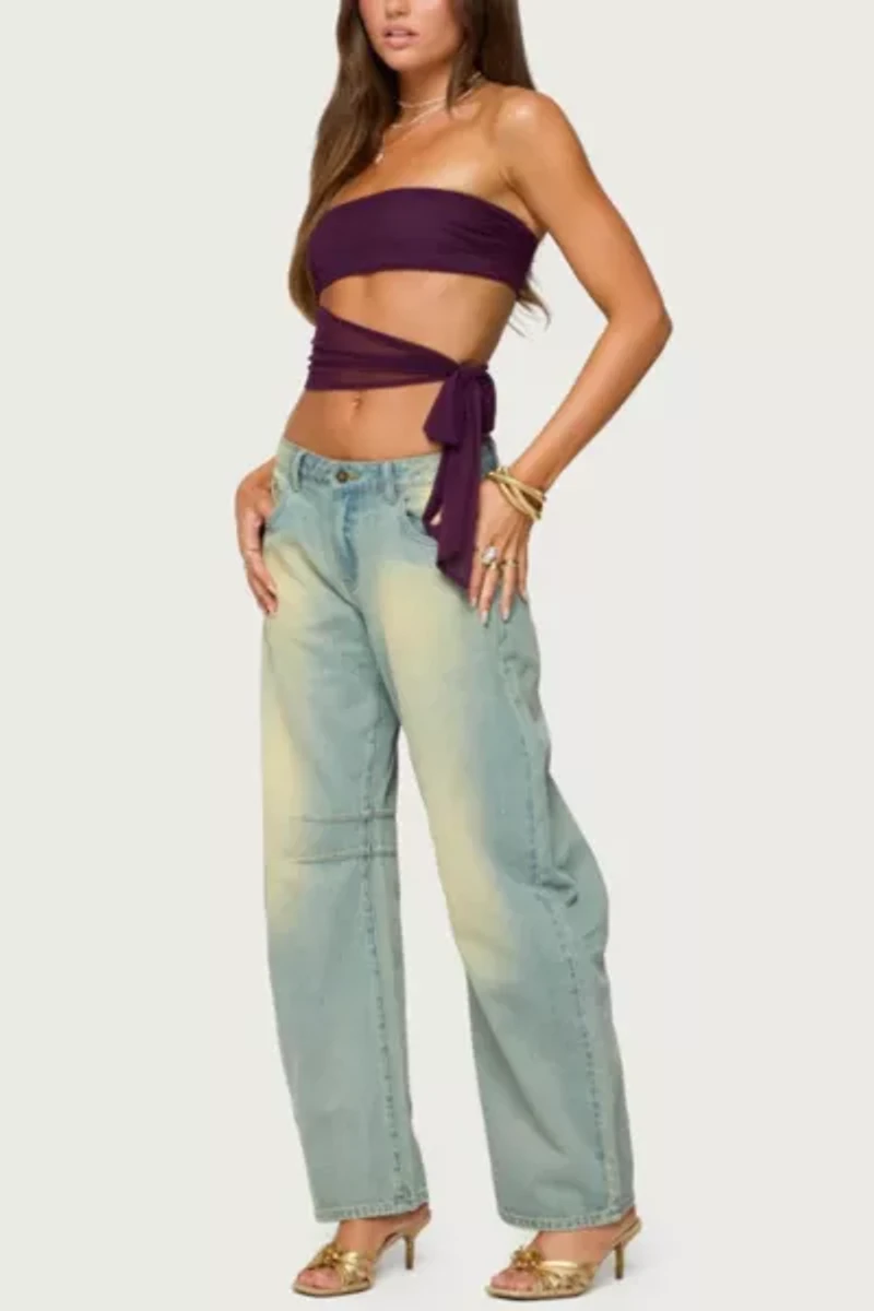 Edikted Amaro Strapless Side Tie Cut Out Top