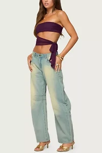 Edikted Amaro Strapless Side Tie Cut Out Top