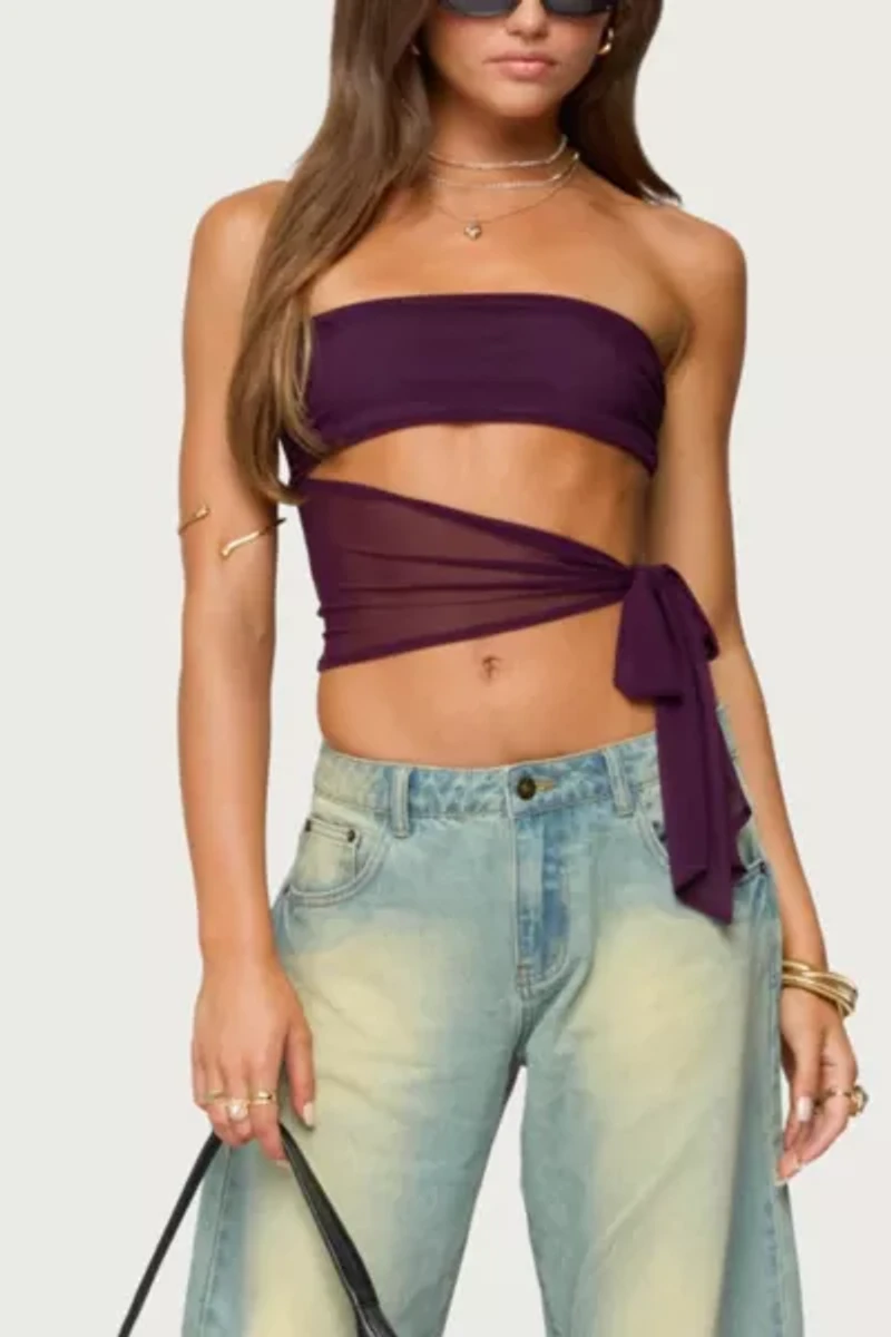 Edikted Amaro Strapless Side Tie Cut Out Top