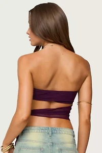 Edikted Amaro Strapless Side Tie Cut Out Top