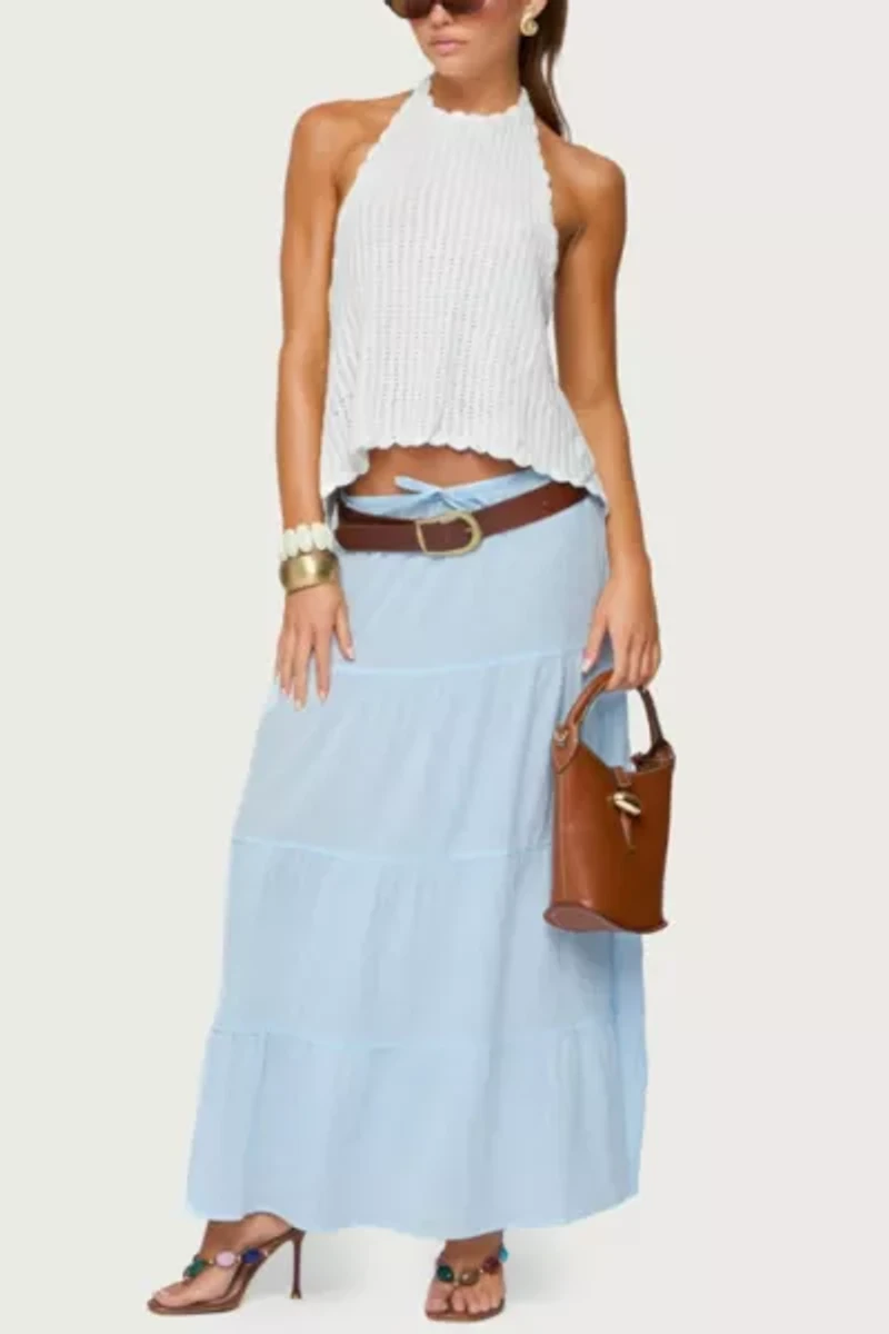 Edikted Kaila Cotton Tiered Maxi Skirt