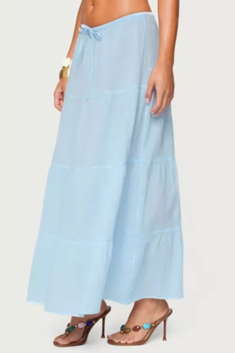 Edikted Kaila Cotton Tiered Maxi Skirt