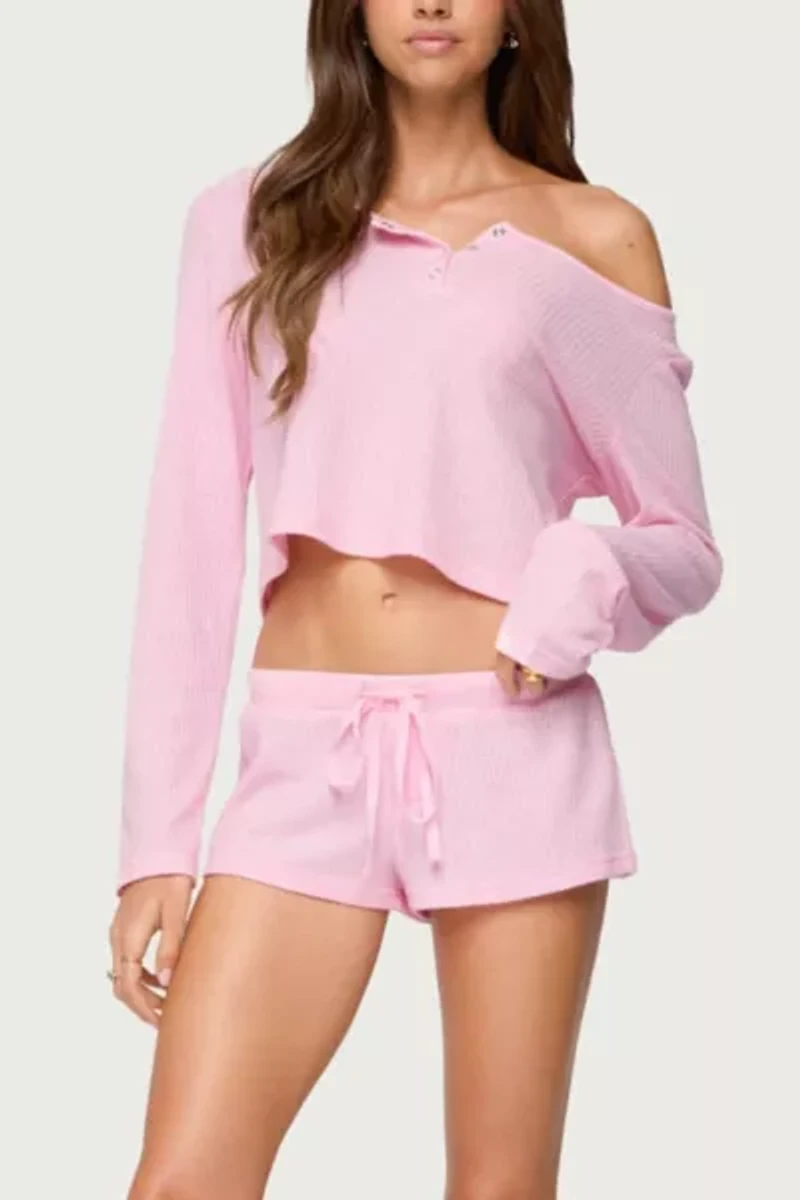Edikted Teddy Waffle Shorts