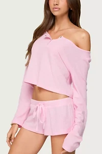 Edikted Teddy Cropped Waffle Top