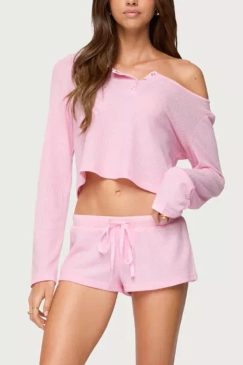 Edikted Teddy Cropped Waffle Top
