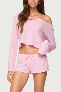 Edikted Teddy Cropped Waffle Top