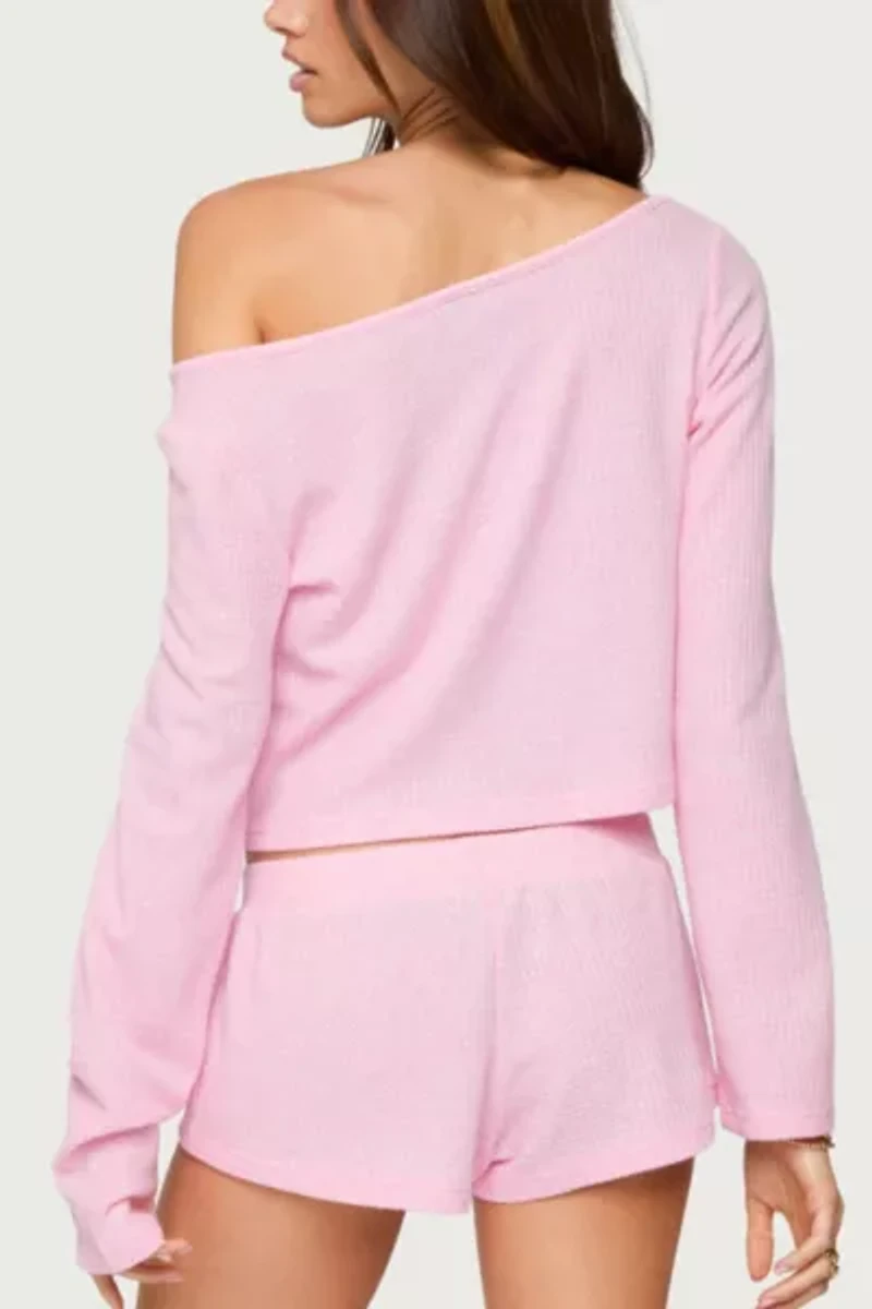 Edikted Teddy Cropped Waffle Top