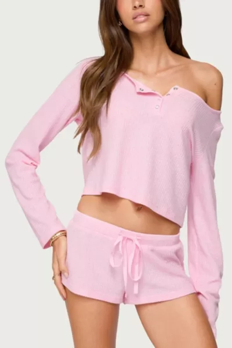 Edikted Teddy Cropped Waffle Top