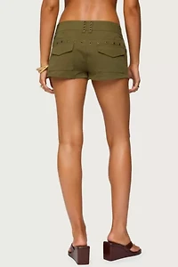 Edikted Hazen Grommet Low Rise Shorts