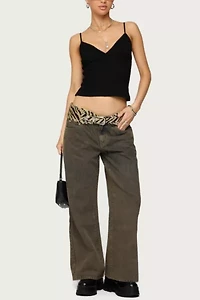 Edikted Petite Zahra Mud Wash Low Rise Jeans