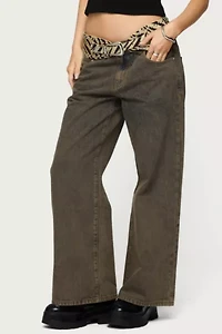 Edikted Petite Zahra Mud Wash Low Rise Jeans