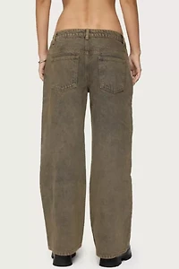 Edikted Petite Zahra Mud Wash Low Rise Jeans