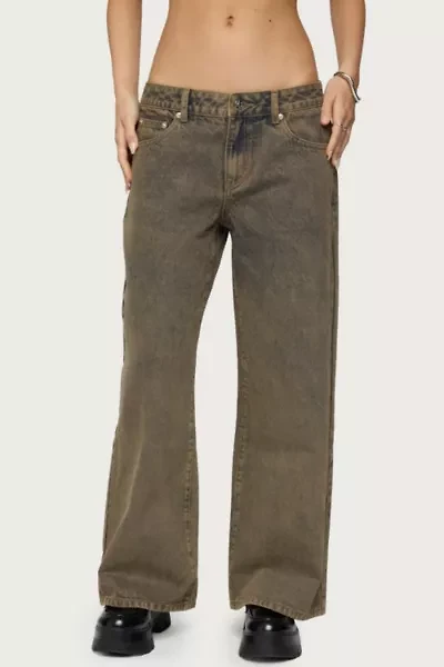 Edikted Petite Zahra Mud Wash Low Rise Jeans