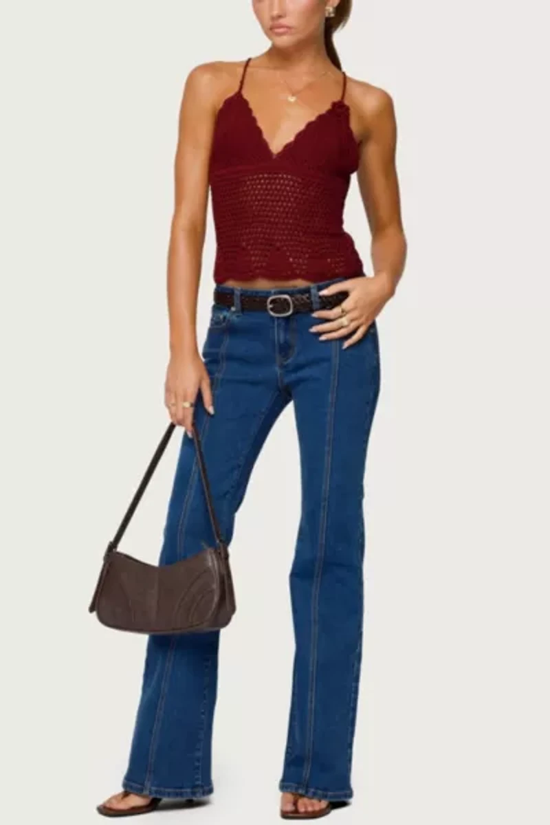 Edikted Starrie Panel Stitch Low Rise Jeans