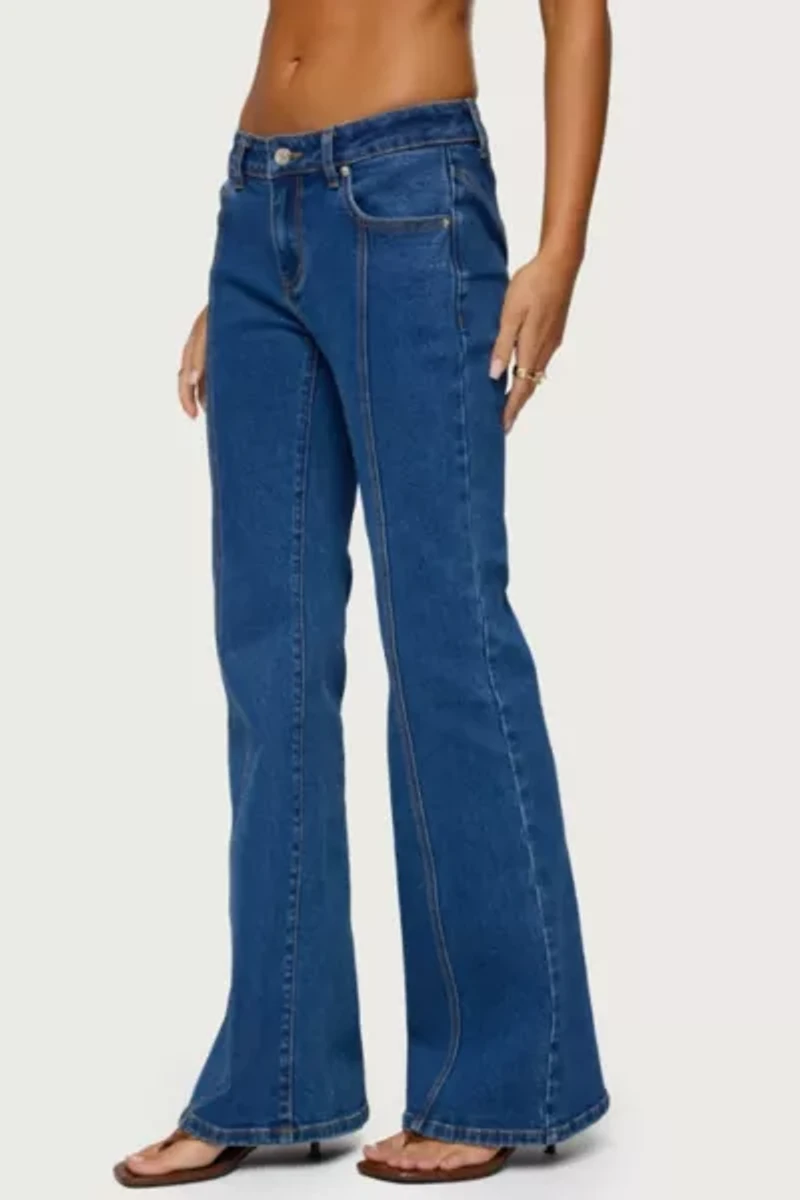 Edikted Starrie Panel Stitch Low Rise Jeans