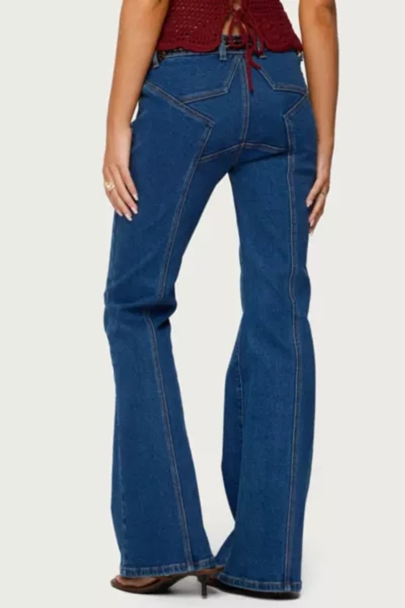 Edikted Starrie Panel Stitch Low Rise Jeans