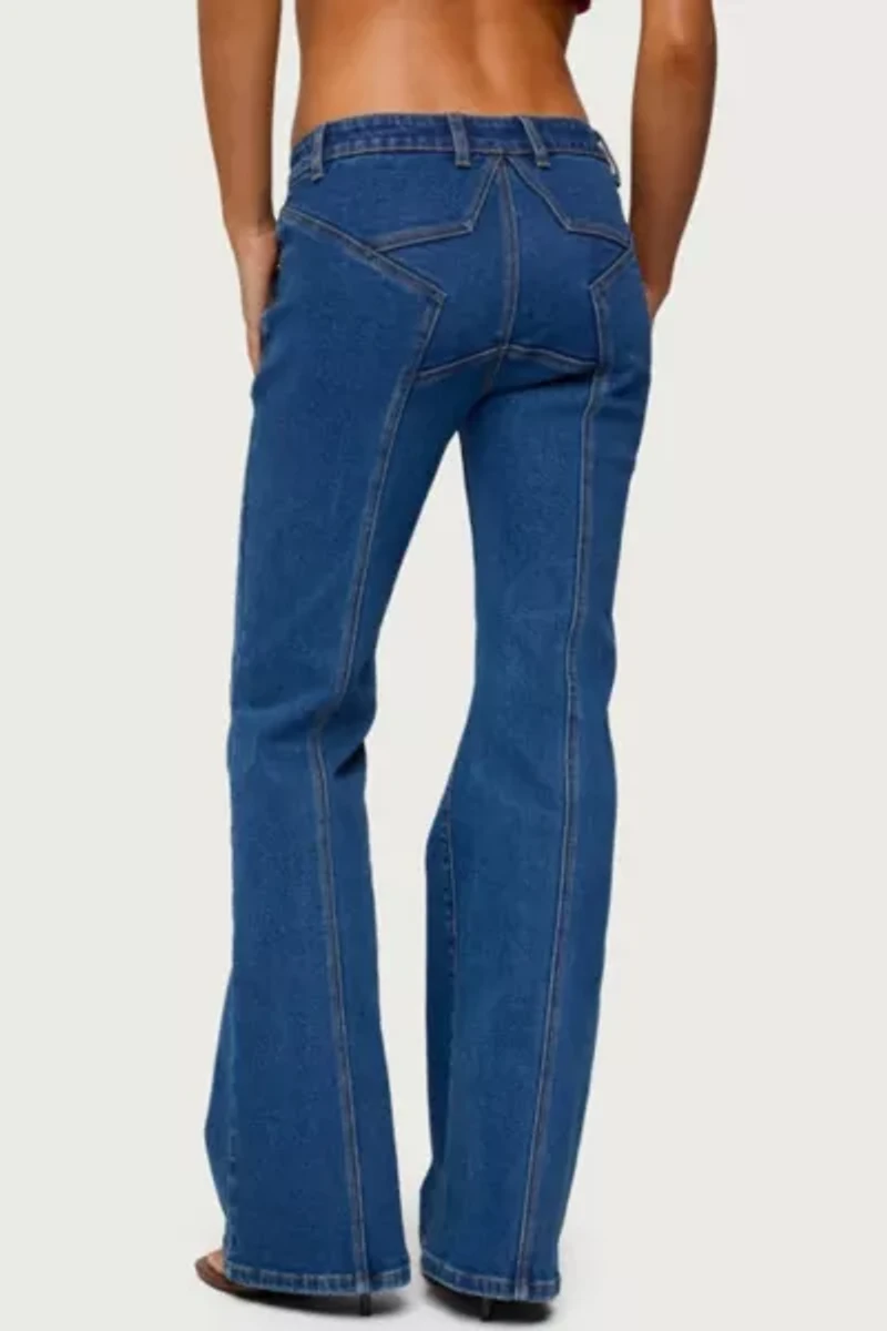 Edikted Starrie Panel Stitch Low Rise Jeans