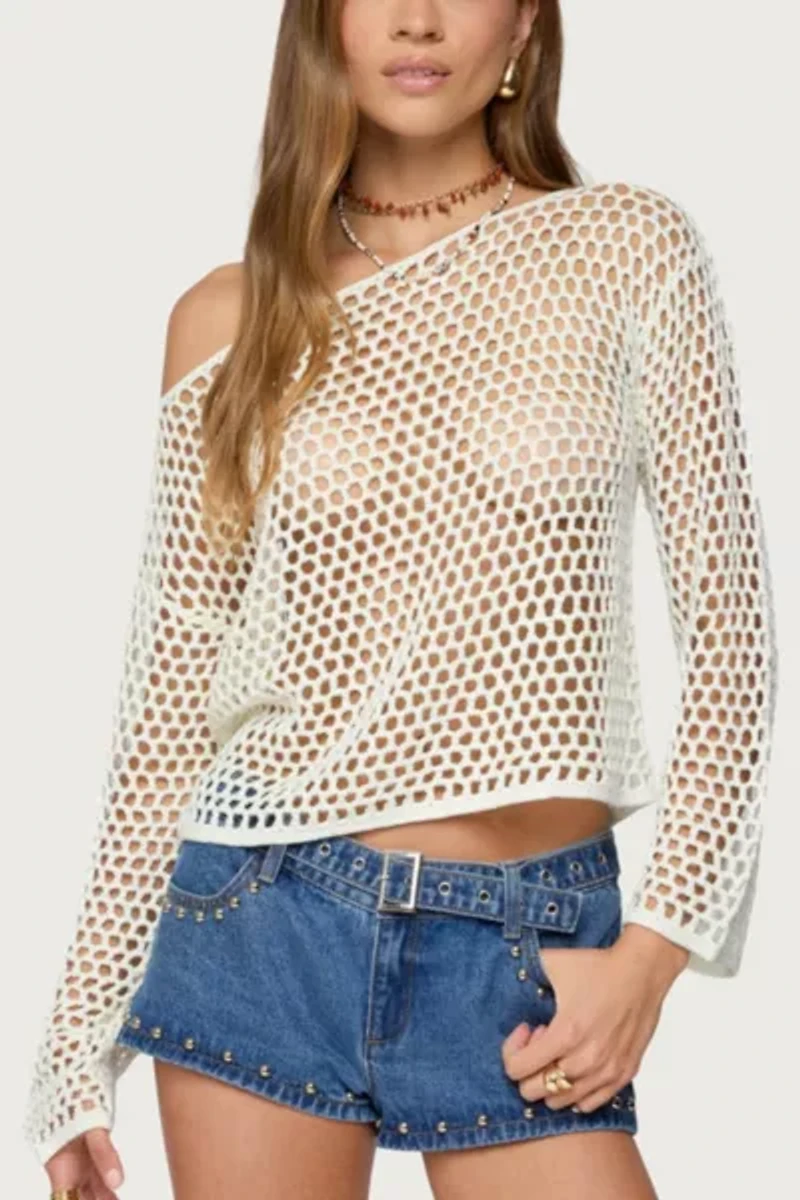Edikted Kalley Off Shoulder Crochet Top