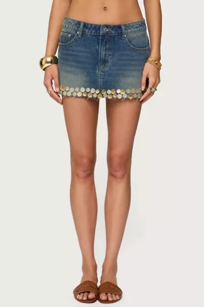 Edikted Shaina Iridescent Denim Mini Skirt