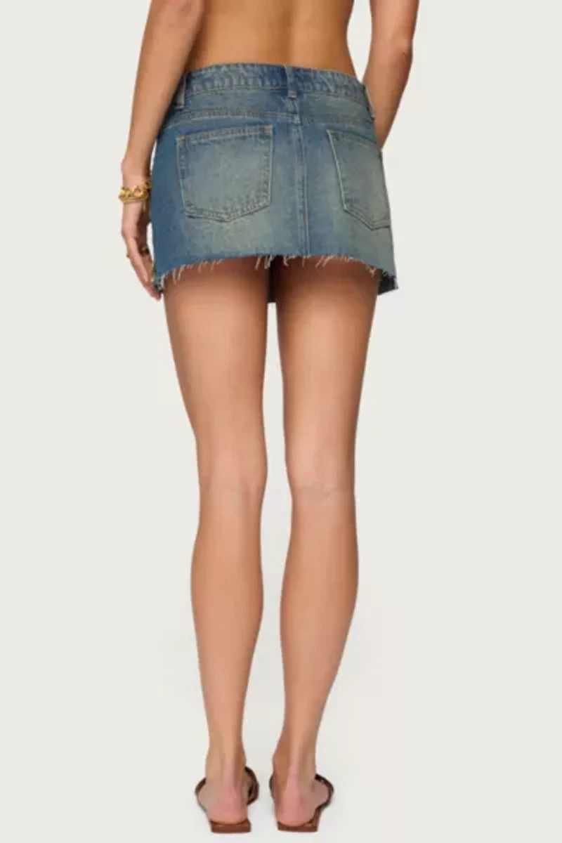 Edikted Shaina Iridescent Denim Mini Skirt