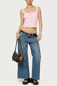 Edikted Petite Vyxen Vintage Washed Low Rise Jeans