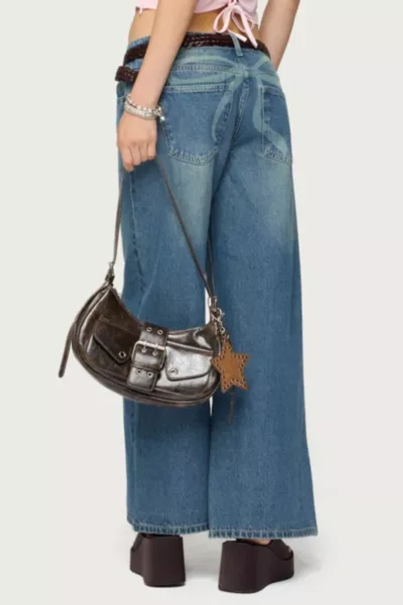 Edikted Petite Vyxen Vintage Washed Low Rise Jeans