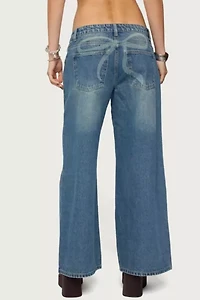 Edikted Petite Vyxen Vintage Washed Low Rise Jeans