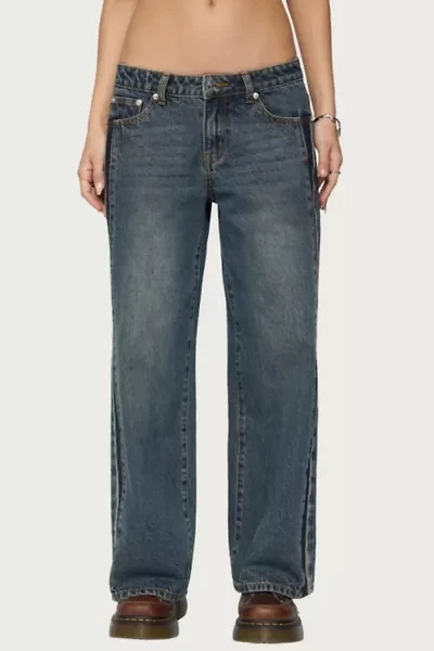 Edikted Petite Contrast Panel Low Rise Jeans
