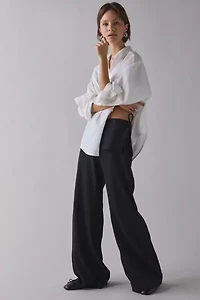 UO Side-Tie Foldover Mid-Rise Wide Leg Trouser