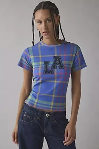 LA Applique Graphic Plaid Print Baby Tee