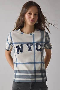 NYC Applique Graphic Plaid Boxy Tee