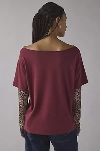 NYC Graphic Layered Leopard Print Long Sleeve Tee