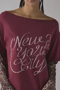 NYC Graphic Layered Leopard Print Long Sleeve Tee