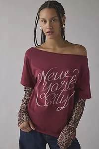 NYC Graphic Layered Leopard Print Long Sleeve Tee