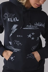 Scribble Art Graphic Pullover Hoodie Sweatshirt