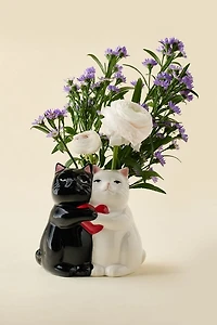 Hugging Kitties Ceramic Vase