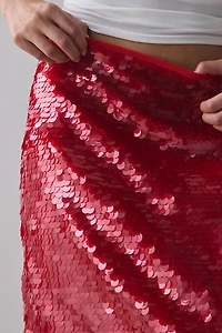 UO Celia Paillette Sequin Low-Rise Midi Skirt