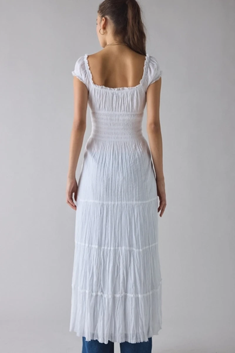 Kimchi Blue Samira Puff Sleeve Smocked Button-Front Layering Maxi Dress