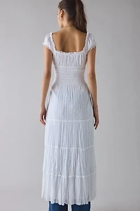 Kimchi Blue Samira Puff Sleeve Smocked Button-Front Layering Maxi Dress