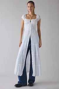 Kimchi Blue Samira Puff Sleeve Smocked Button-Front Layering Maxi Dress