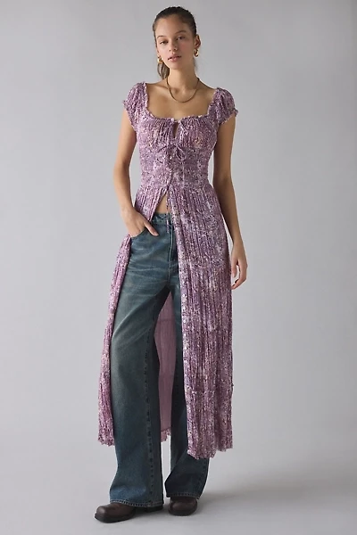 Kimchi Blue Samira Puff Sleeve Smocked Button-Front Layering Maxi Dress