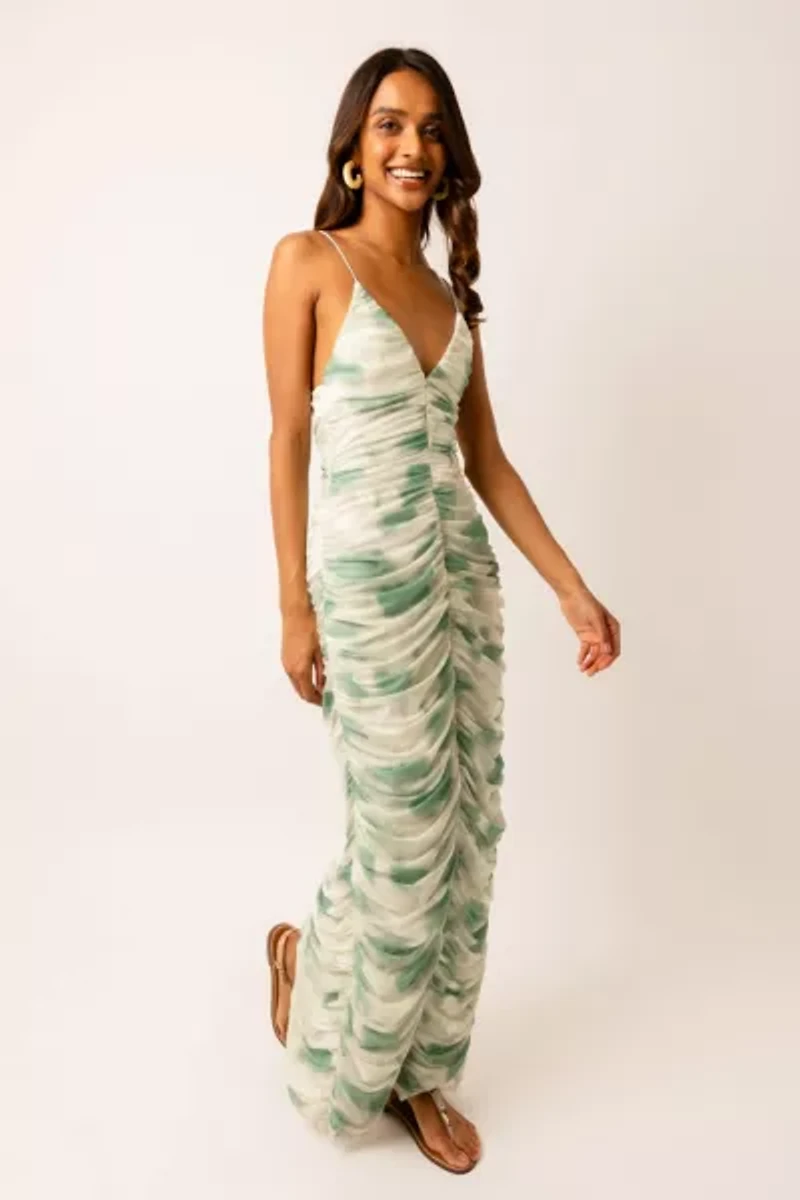 Amy Lynn Ruched Mesh Maxi Dress