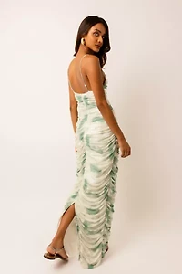 Amy Lynn Ruched Mesh Maxi Dress