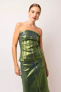Amy Lynn Johanna Metallic Denim Top