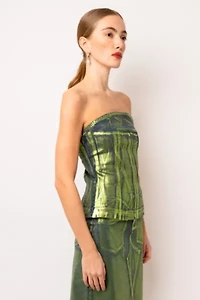 Amy Lynn Johanna Metallic Denim Top