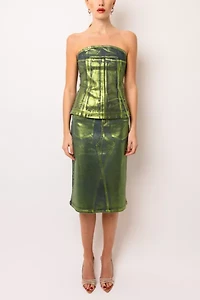 Amy Lynn Johanna Metallic Denim Top