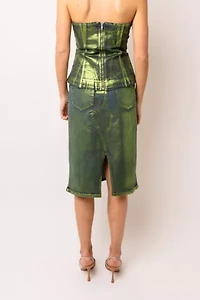 Amy Lynn Johanna Metallic Denim Top
